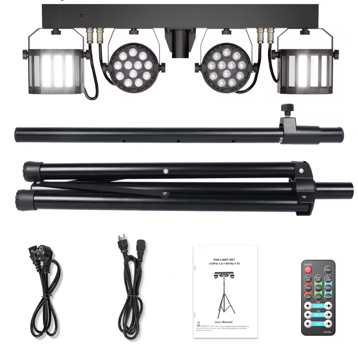 DJ Lichtset 60W RGBW – LED Par en Beam Effect met Statief en Tas