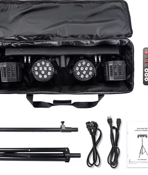 DJ Lichtset 60W RGBW – LED Par en Beam Effect met Statief en Tas