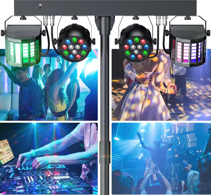 DJ Lichtset 60W RGBW – LED Par en Beam Effect met Statief en Tas