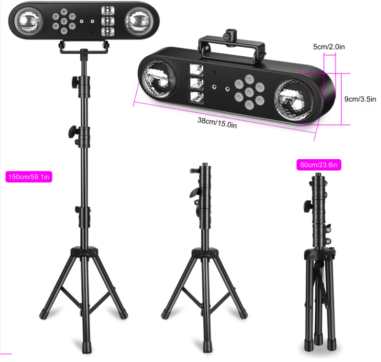 Mini DJ Effect Licht 5-in-1 – RGB Party Licht met Strobe, Laser en Afstandsbediening