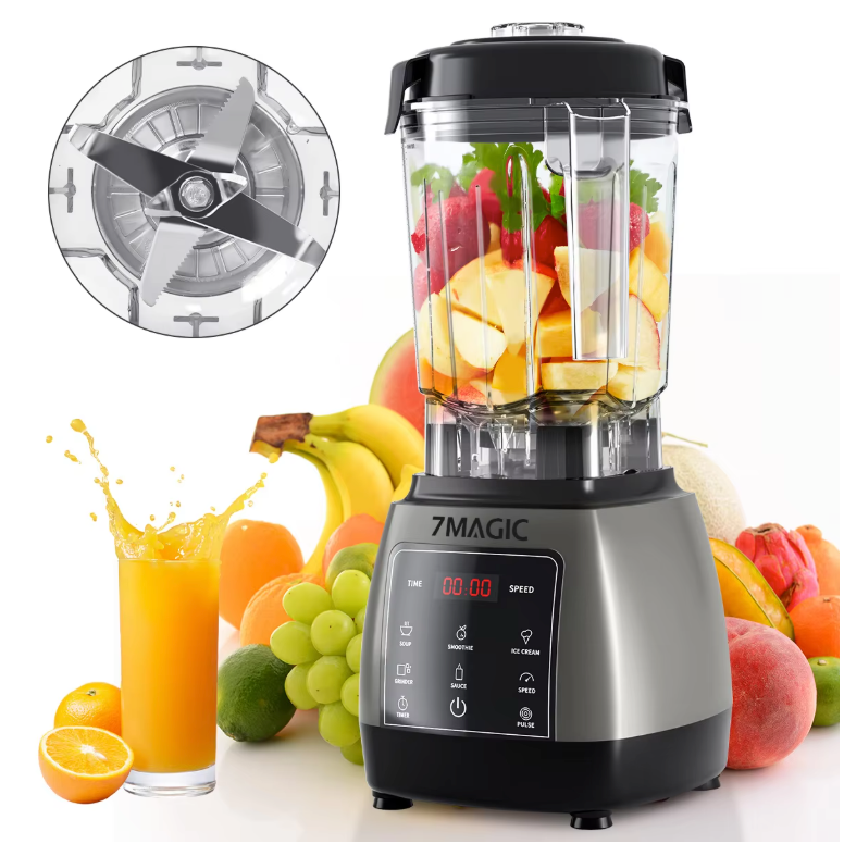 Blender 2000W 2L – Krachtige Smoothie Maker met 6 RVS Messen en Timer