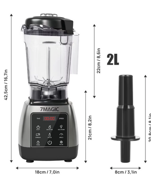 Blender 2000W 2L – Krachtige Smoothie Maker met 6 RVS Messen en Timer