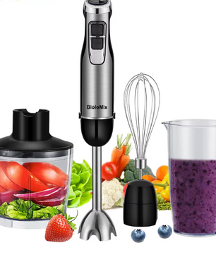 Staafmixer 1200W 4-in-1 – Hand Blender met Hakmolen, Garde en Beker