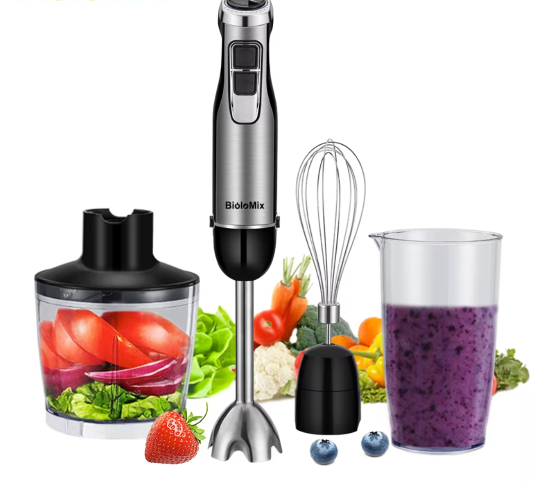 Staafmixer 1200W 4-in-1 – Hand Blender met Hakmolen, Garde en Beker