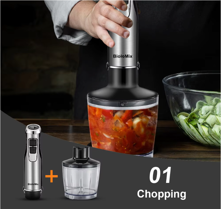 Staafmixer 1200W 4-in-1 – Hand Blender met Hakmolen, Garde en Beker