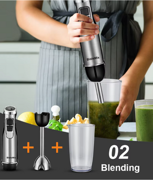 Staafmixer 1200W 4-in-1 – Hand Blender met Hakmolen, Garde en Beker