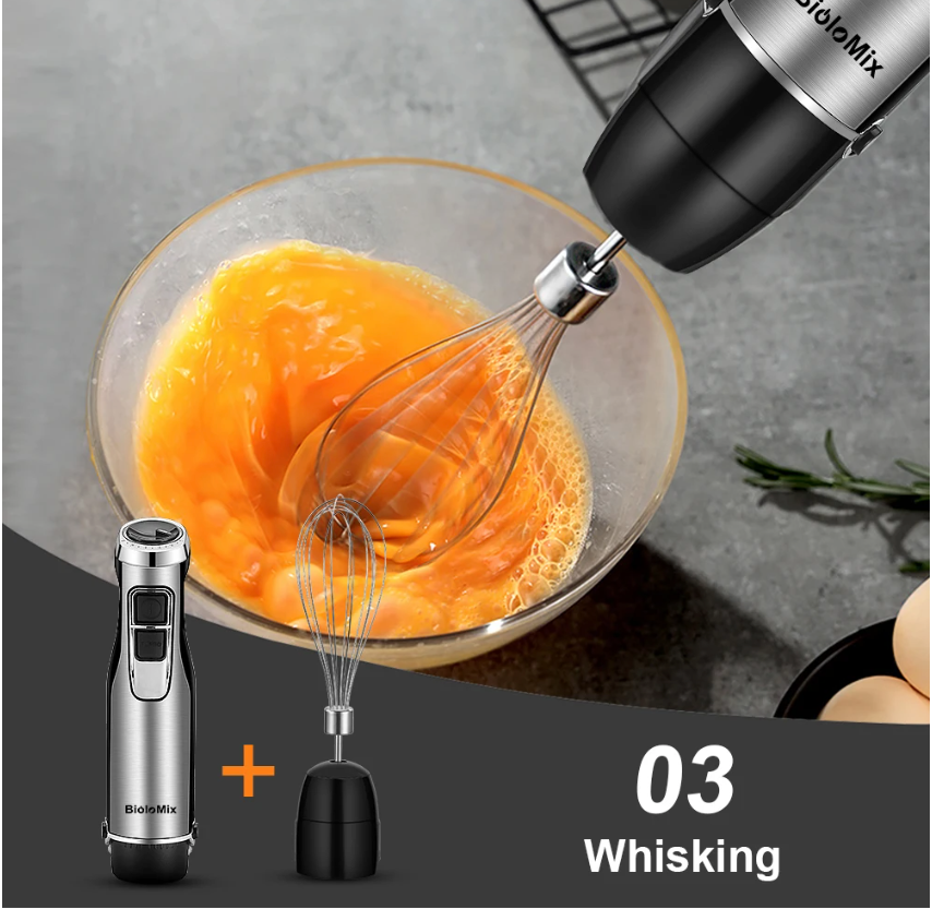 Staafmixer 1200W 4-in-1 – Hand Blender met Hakmolen, Garde en Beker