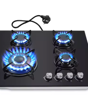 Gaskookplaat 60cm 4-Pits – Glazen Inbouw Kookplaat LPG/Aardgas