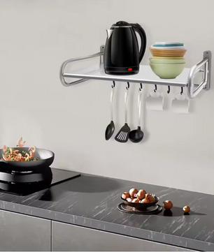 Magnetron Wandplank RVS – Keukenrek met 6 Haken en 30kg Draagkracht