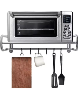 Magnetron Wandplank RVS – Keukenrek met 6 Haken en 30kg Draagkracht