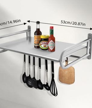 Magnetron Wandplank RVS – Keukenrek met 6 Haken en 30kg Draagkracht