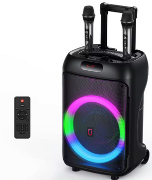 Karaoke Set met 2 Draadloze Microfoons – Bluetooth Speaker met RGB Licht