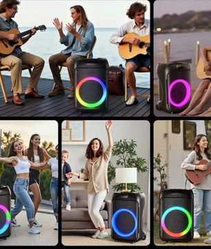 Karaoke Set met 2 Draadloze Microfoons – Bluetooth Speaker met RGB Licht
