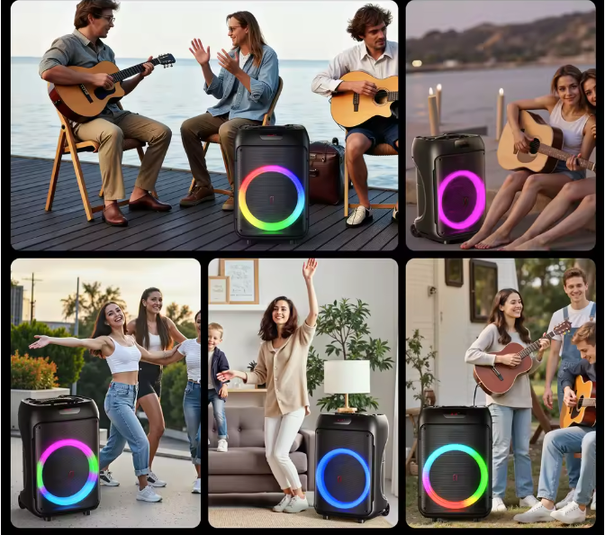 Karaoke Set met 2 Draadloze Microfoons – Bluetooth Speaker met RGB Licht