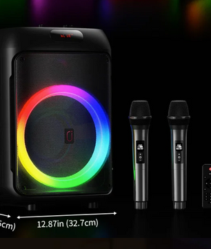Karaoke Set met 2 Draadloze Microfoons – Bluetooth Speaker met RGB Licht