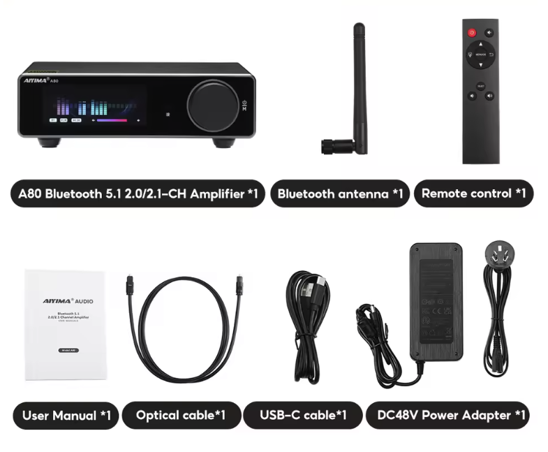 HiFi Stereo Versterker 300W x2 – Bluetooth DAC Audio Amplifier met Meerdere Ingangen
