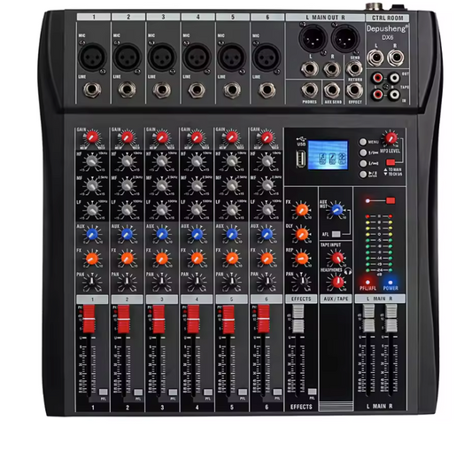 Professionele Audio Mixer 6/8/12 Kanalen – DJ Mengpaneel met FX, Phantom Power en MP3