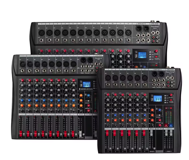 Professionele Audio Mixer 6/8/12 Kanalen – DJ Mengpaneel met FX, Phantom Power en MP3