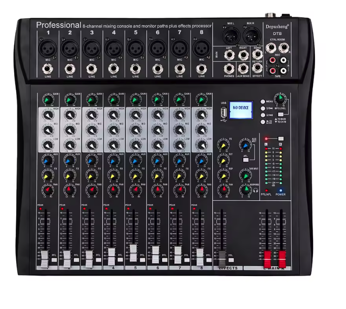 Professionele Audio Mixer 6/8/12 Kanalen – DJ Mengpaneel met FX, Phantom Power en MP3