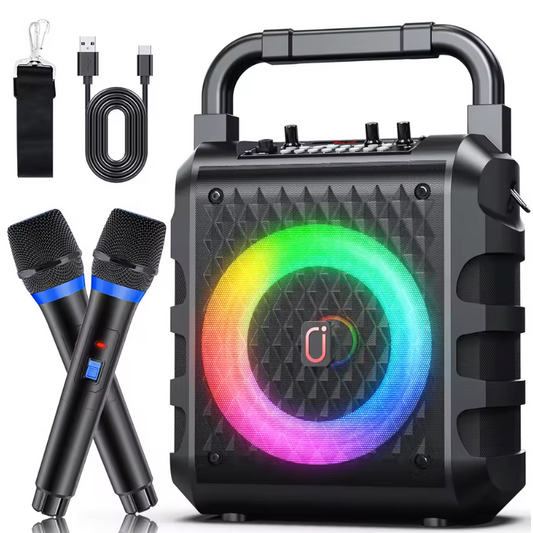 Karaoke Speaker met Microfoon – Draadloze Bluetooth Speaker met LED en Bass