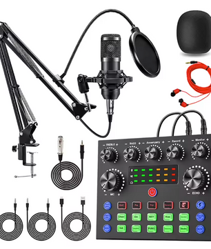 Podcast Set met Microfoon – Live Sound Card Audio Interface voor Streaming en Opname