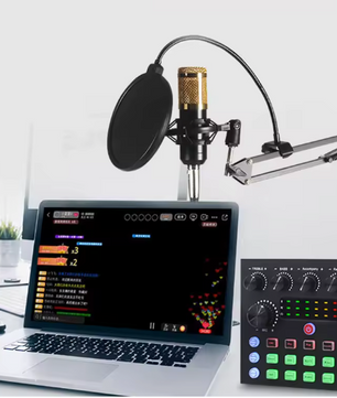 Podcast Set met Microfoon – Live Sound Card Audio Interface voor Streaming en Opname