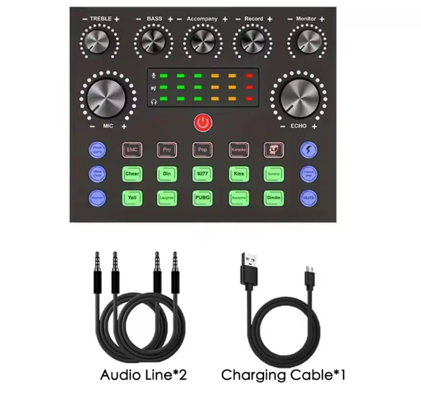Podcast Set met Microfoon – Live Sound Card Audio Interface voor Streaming en Opname