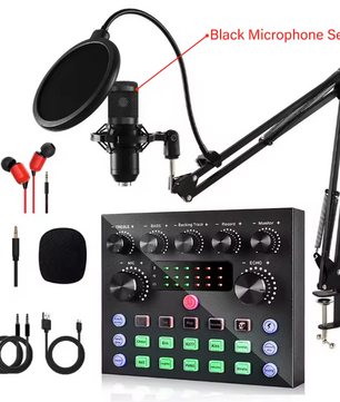 Podcast Set met Microfoon – Live Sound Card Audio Interface voor Streaming en Opname