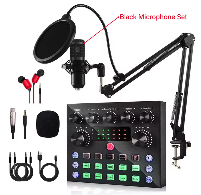 Podcast Set met Microfoon – Live Sound Card Audio Interface voor Streaming en Opname