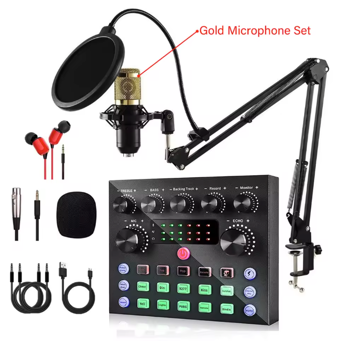 Podcast Set met Microfoon – Live Sound Card Audio Interface voor Streaming en Opname