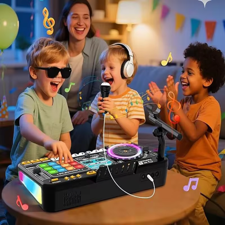 Kinder DJ Mixer met Microfoon – Bluetooth Muziekset met Keyboard en Lichteffecten
