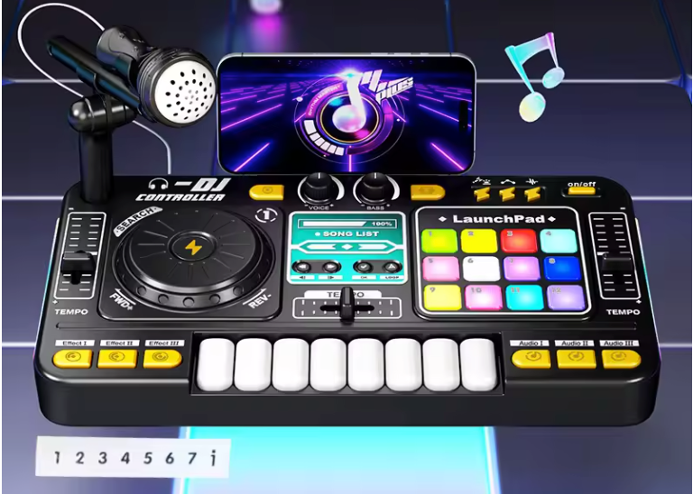Kinder DJ Mixer met Microfoon – Bluetooth Muziekset met Keyboard en Lichteffecten