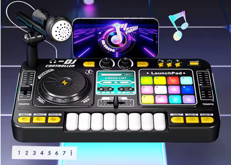 Kinder DJ Mixer met Microfoon – Bluetooth Muziekset met Keyboard en Lichteffecten