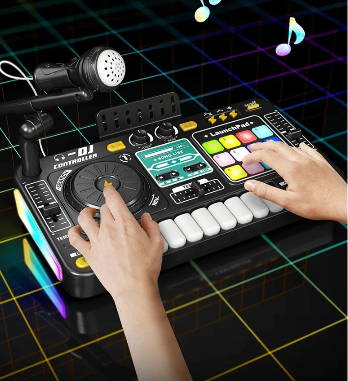 Kinder DJ Mixer met Microfoon – Bluetooth Muziekset met Keyboard en Lichteffecten