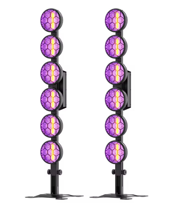 Set van 2 Retro LED Stage Lights 300W – RGB COB Lineaire DJ Verlichting met DMX