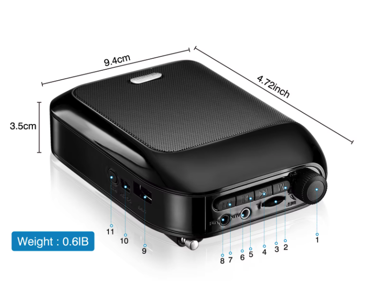 Draagbare Voice Amplifier met Microfoon – Bluetooth UHF Speaker voor Lesgeven en Presentaties