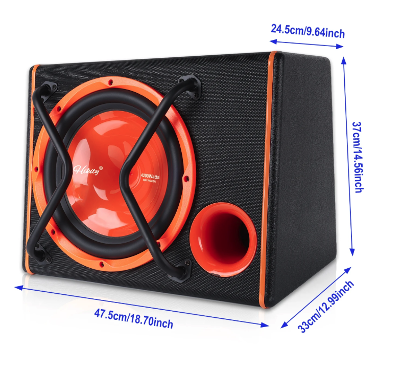 12 Inch Actieve Subwoofer 4200W – Slim Car Audio Bass Speaker met Versterker