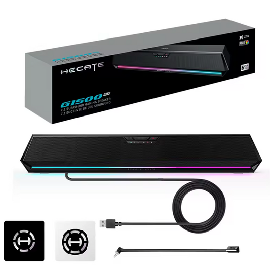 Gaming Soundbar met Microfoon – 7.1 Surround Bluetooth en USB RGB Desktop Speaker