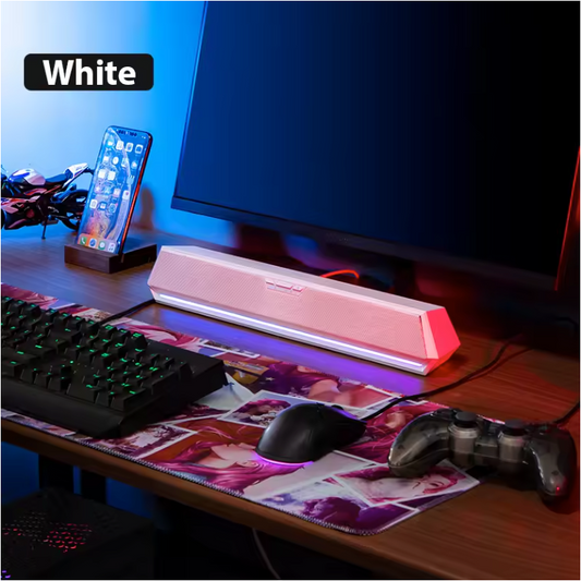 Gaming Soundbar met Microfoon – 7.1 Surround Bluetooth en USB RGB Desktop Speaker