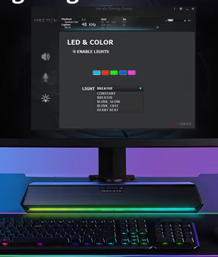 Gaming Soundbar met Microfoon – 7.1 Surround Bluetooth en USB RGB Desktop Speaker