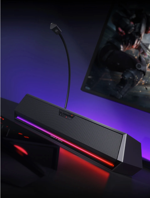 Gaming Soundbar met Microfoon – 7.1 Surround Bluetooth en USB RGB Desktop Speaker