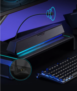 Gaming Soundbar met Microfoon – 7.1 Surround Bluetooth en USB RGB Desktop Speaker