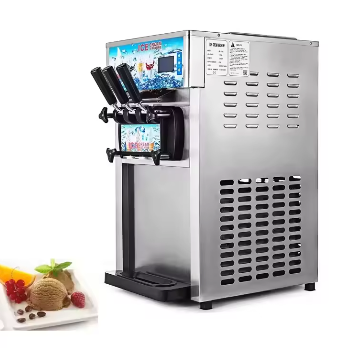Commerciële Softijs Machine – 3 Smaken, 18L/u Capaciteit en LCD Display