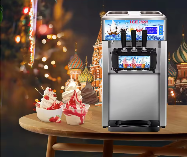 Commerciële Softijs Machine – 3 Smaken, 18L/u Capaciteit en LCD Display