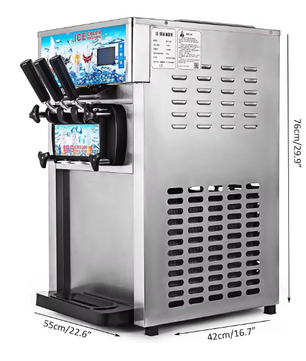 Commerciële Softijs Machine – 3 Smaken, 18L/u Capaciteit en LCD Display