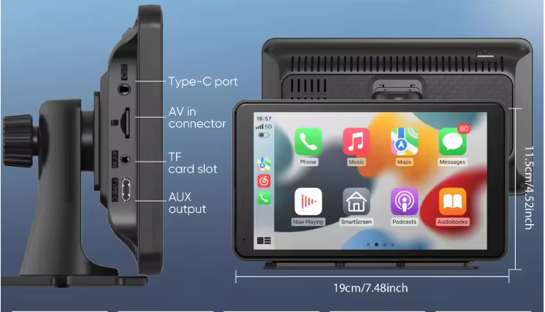 Draagbaar CarPlay Scherm 7/10 Inch – Android Auto Autoradio met Bluetooth en WiFi