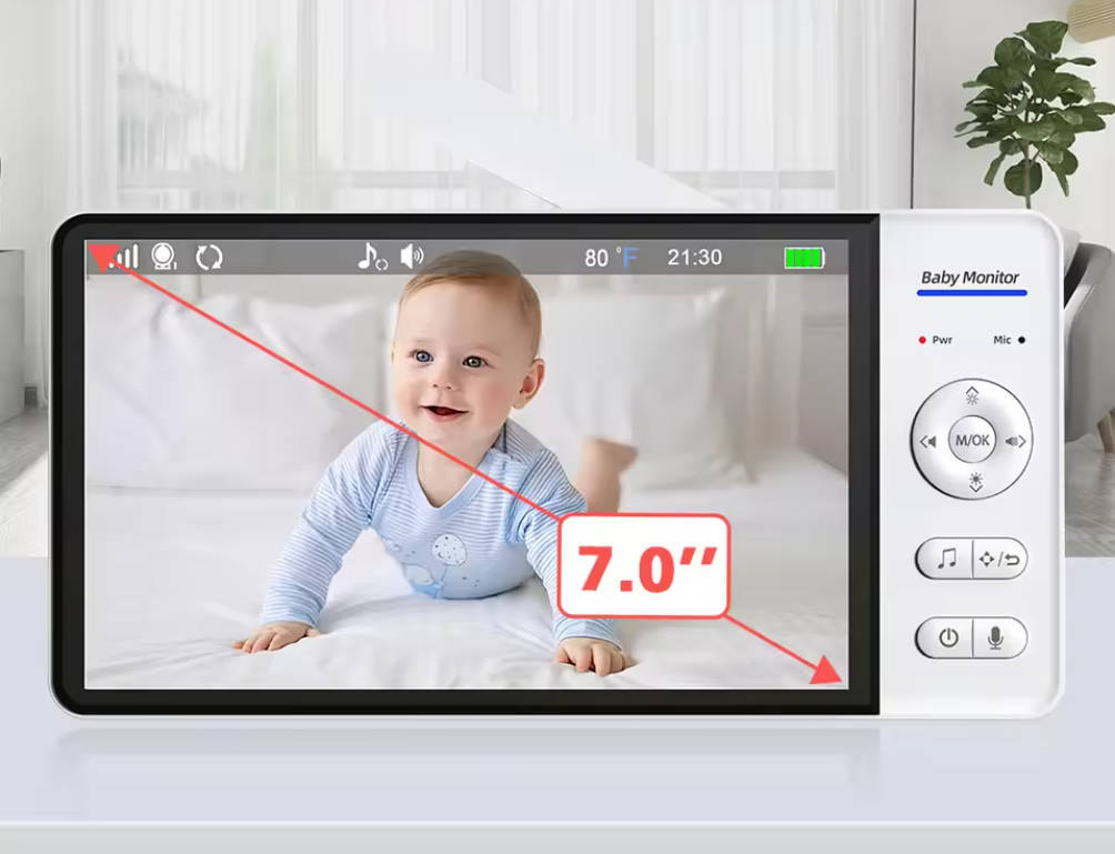Babyfoon met Camera 7 Inch – 1080P HD Baby Monitor met Audio