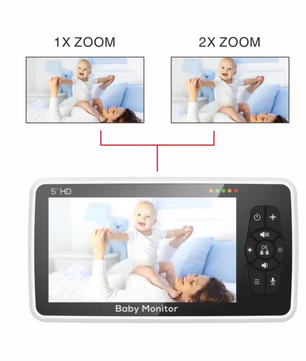 Babyfoon met Camera 5 Inch – HD Monitor met Audio, Nachtzicht en Zoom