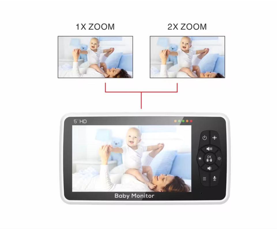 Babyfoon met Camera 5 Inch – HD Monitor met Audio, Nachtzicht en Zoom