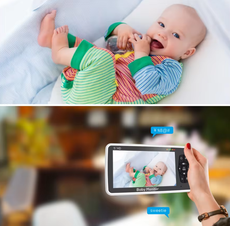 Babyfoon met Camera 5 Inch – HD Monitor met Audio, Nachtzicht en Zoom
